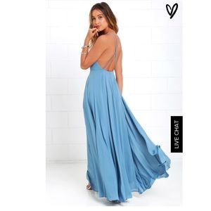 Lulus Mythical Kind of Love Slate Blue Maxi Dress